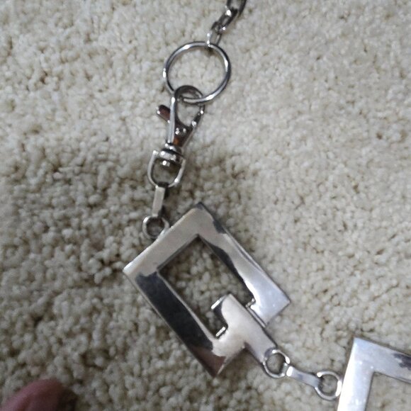 Vintage Y2K Silver Rectangle Metallic Chain Chunky Belt - Picture 7 of 11